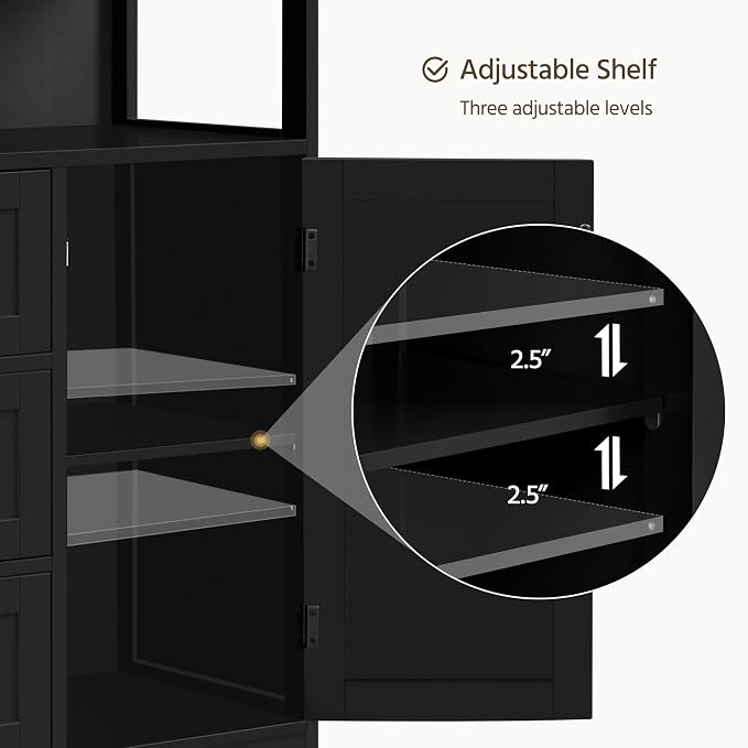 Yaheetech Bathroom Storage Cabinet Bathroom Floor Cabinet Freestanding - Image 4