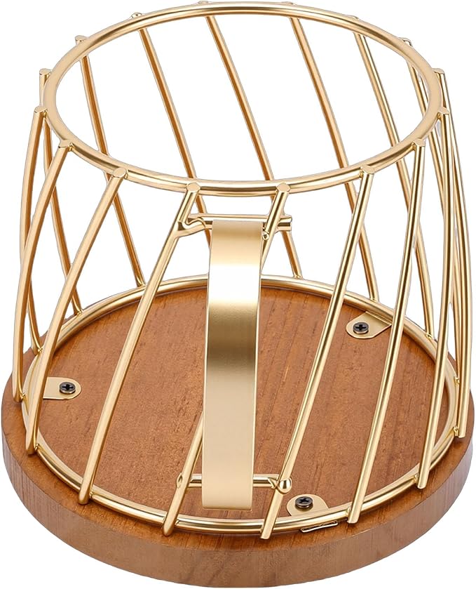 JTLB Coffee Pod Basket, Large Capacity Metal Wood Holder Organizer - Image 6