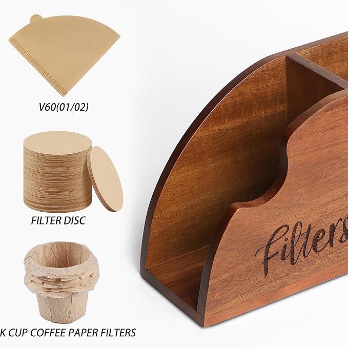 LBEMEY Acacia Wood Coffee Filter Holder - Image 4