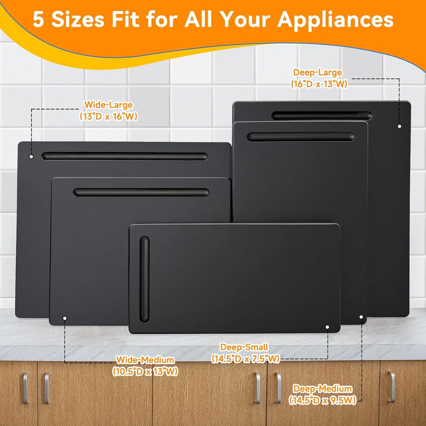 Wood Appliance Sliders with 360' Wheels, Sliding Tray for Coffee Maker & Heavy Kitchen Appliances,Countertop Appliance slider for Kitchen Appliance, Premium Wood Rolling Tray,No Assemble (Deep-Medium)