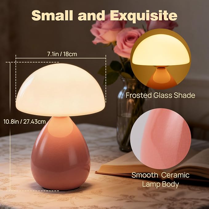 Mushroom Table Lamp for Bedroom, Small Lamp for Living Room, Nightstand - Image 3