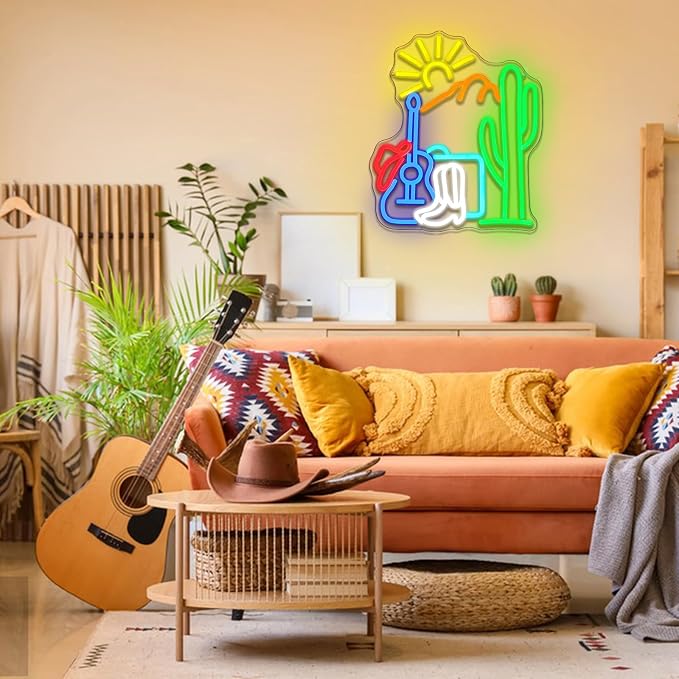 Cactus Sunset Neon Sign Dimmable Western Hat Cowboy Neon Light Sign - Image 7