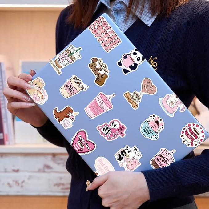 Funny Love Coffee Waterproof Stickers - Image 4