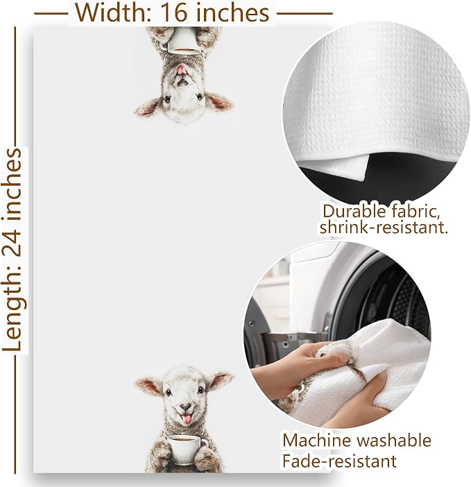 Funny Sheep Coffee Gifts Hand Towel - Image 7