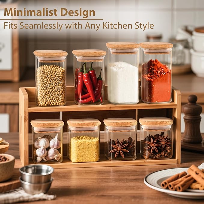 TBWIND 12 Pack 10 oz Square Glass Spice Jars - Image 5