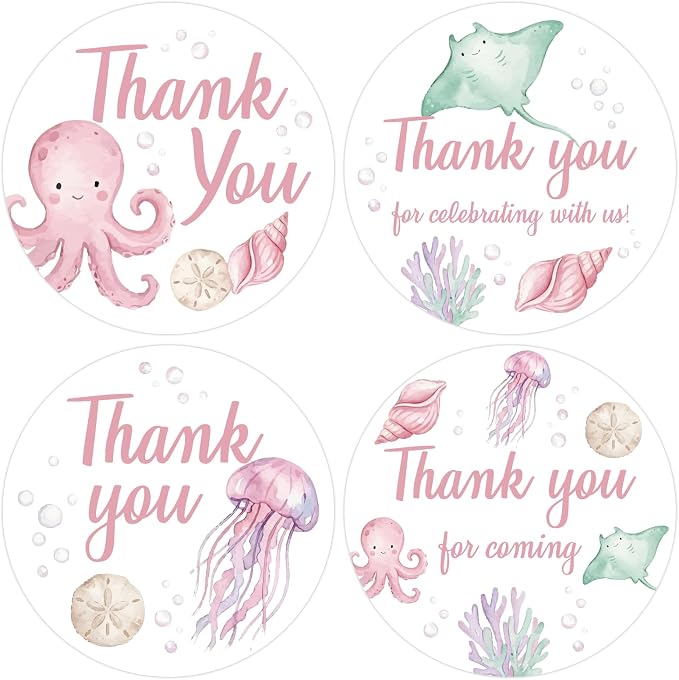 Serencatcher Ocean Animal Thank You Stickers by Serencatcher