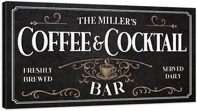 AWESOMETIK Personalized COFFEE COCKTAIL BAR Sign, Coffee Decor Set, - Image 2