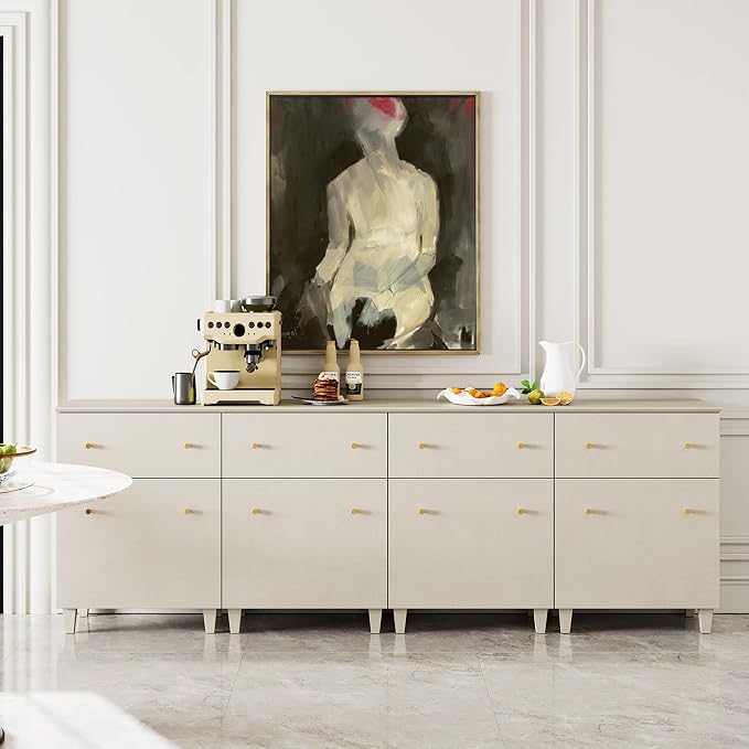 WAMPAT Buffet Cabinets for Dining Room, 94.4" Kitchen Wood Sideboards by WAMPAT