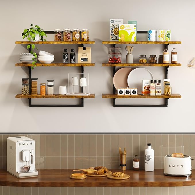 Floating Shelves for Wall, 24 inch Kitchen Shelves Wall Mounted, 3 Tier Coffee - Image 4