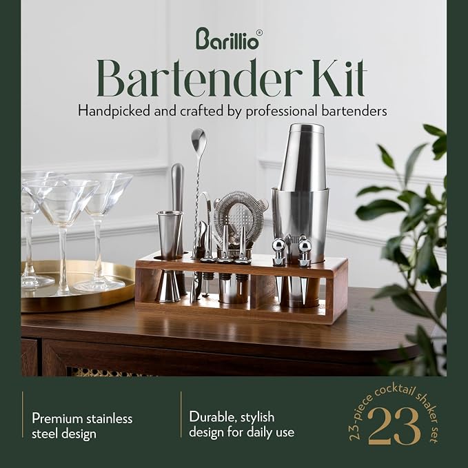 Barillio Bartender Kit – 23-Piece Stainless-Steel Cocktail Shaker Set - Image 2
