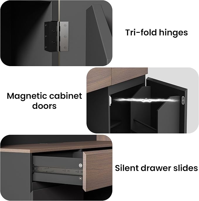 ModernMate Wine Cabinet with 3 Drawers, Coffee Bar Cabinet with LED Lights - Image 8