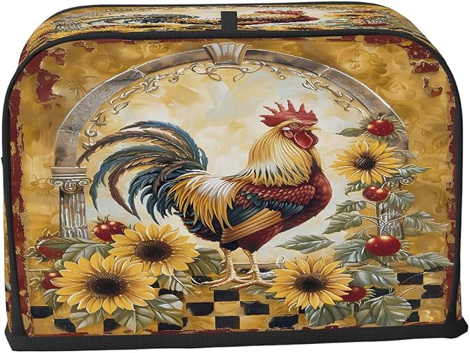 Rooster Farmhouse Sunflower Toaster Cover 4 Slice Wide Slot Washable Appliance - Image 2