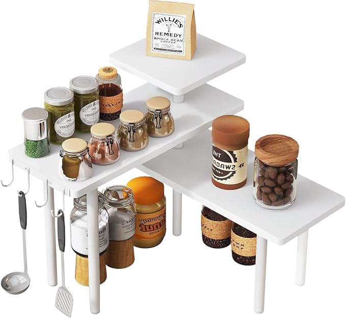 IBUYKE Countertop Organizer, 3-Tier Spice Racks, Kitchen Counter Corner Shelf by IBUYKE