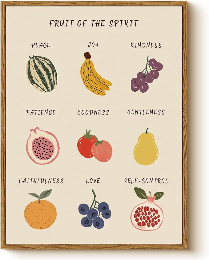 Framed “Fruit of the Spirit” Wall Art 12x16 Canvas Print, Bible Verses by WHASAYART
