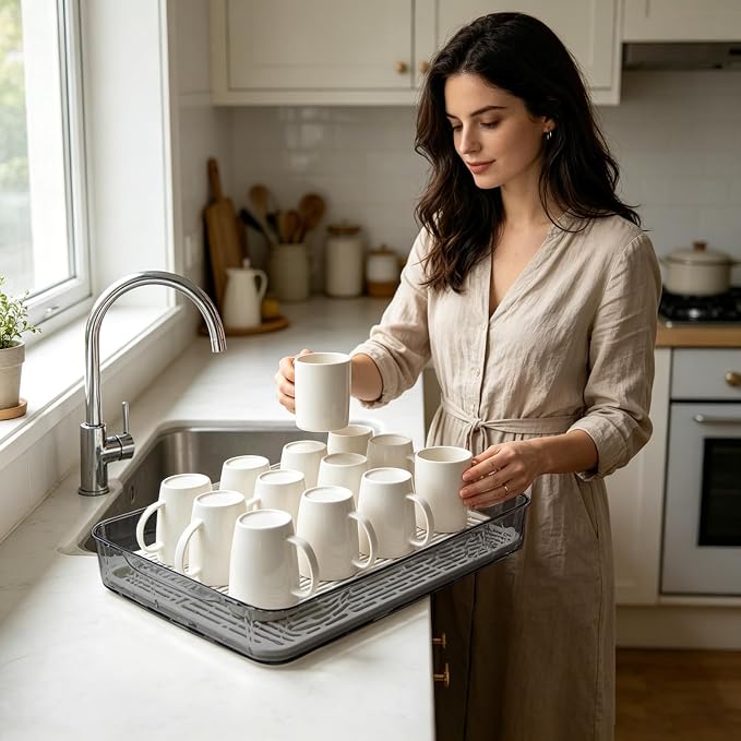 Plastic Drain Tray Bottle Cup Dish Drying Rack - Image 6