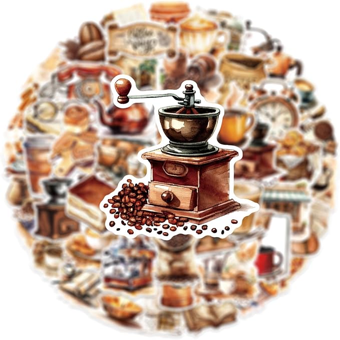 50PCS Coffee Stickers Funny Coffees Shop Stickers - Image 3