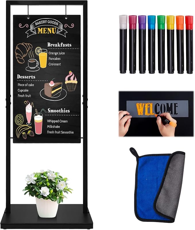 Large Chalkboard Signs with Stand, 47 x 20 Inch Heavy-Duty Double-Sided by TSJHOME