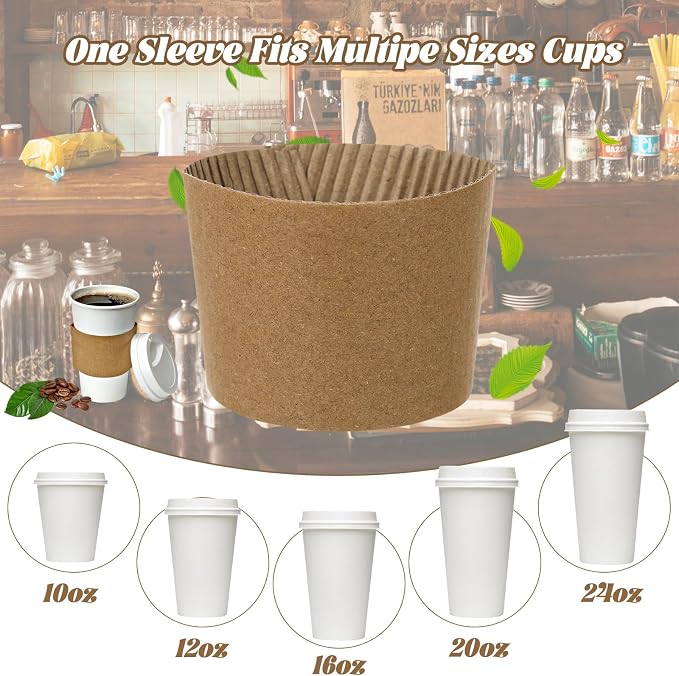 200 Pack Coffee Cup Sleeves for Cold and Hot Drinks Disposable Drink Sleeve for - Image 3