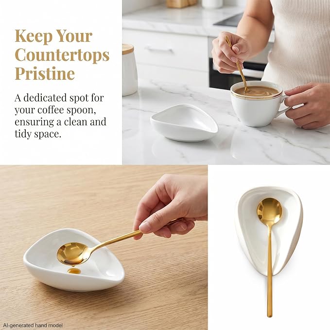 Coffee Spoon Rest for Coffee Bar, Small Ceramic Coffee Spoon Holder - Image 3