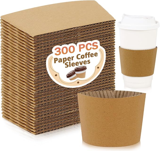 300 PCS Coffee Cup Sleeves, Disposable Coffee Sleeves Fits 10-20 oz Cups by DEZIBOX