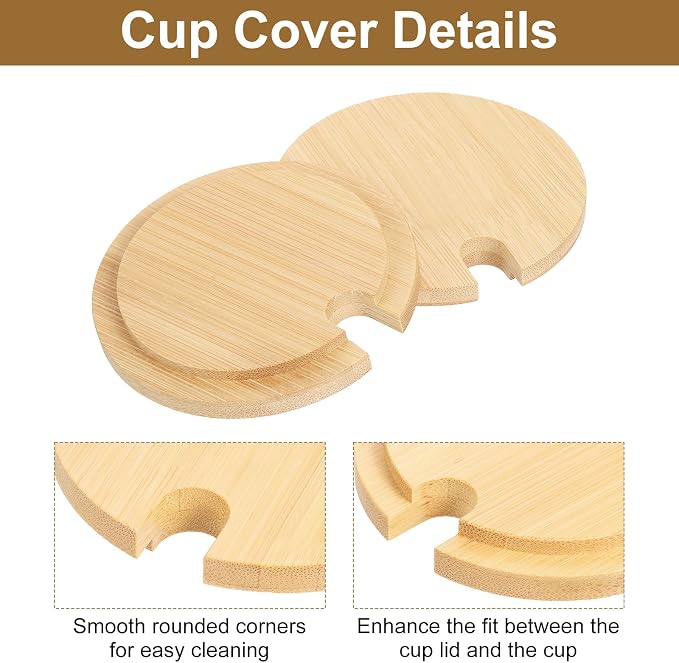 uxcell 4Pcs Bamboo Cup Lid - Image 3