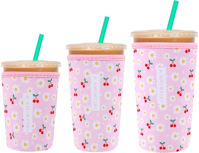3 Pack Reusable Sleeve for Iced Coffee Cup, Coffee Neoprene Sleeve for Iced&Hot by Unknown