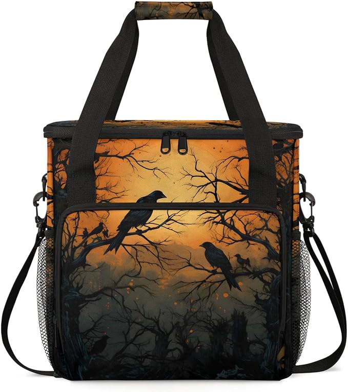 Halloween Crow Themed Coffee Maker Carring Bag, Large Insulated Storage by Home