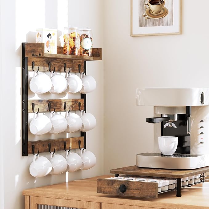 YATINEY Coffee Mug Holder Stand, 3 Tier Mug Tree Rack, Hanging 12 Cups - Image 5