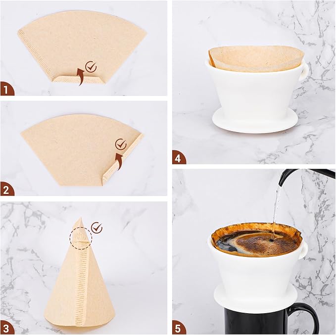 Segarty Camping Coffee Dripper Set, Collapsible White Silicone Coffee Maker - Image 4