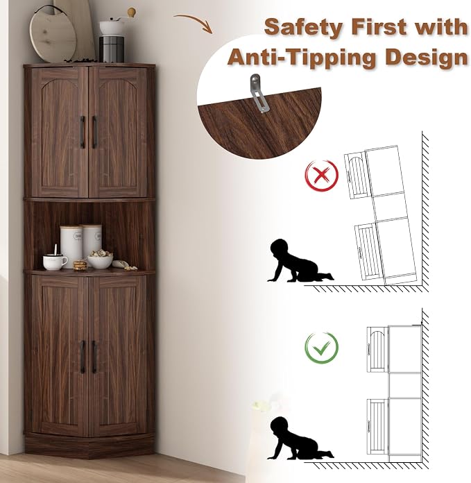 HOKYHOKY Tall Corner Cabinet, 64.7" Corner Storage Cabinet - Image 8