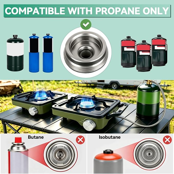 2 Burner Portable Propane Camping Stove Kit, 24000 BTU Foldable Hiking Stove - Image 8