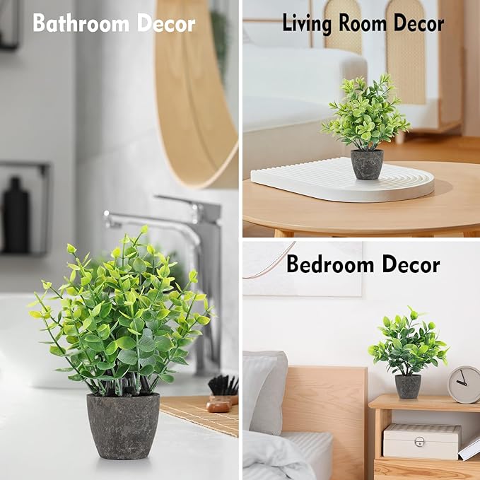 FAVOWREATH 4 Pack Fake Plants Ceramic Mini Artificial Greenery Potted Plants - Image 4