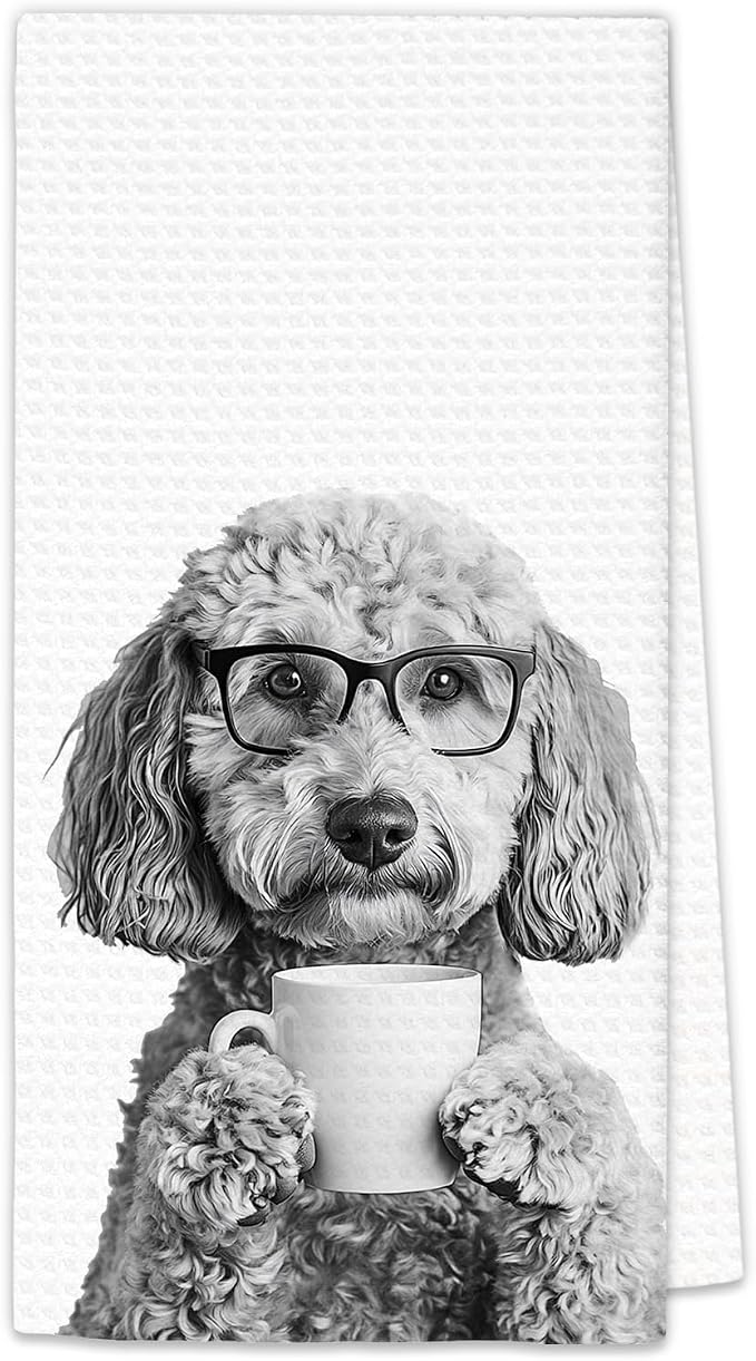 Poodle Gifts Dog Coffee Kitchen Towels, Gifts by OINDADE
