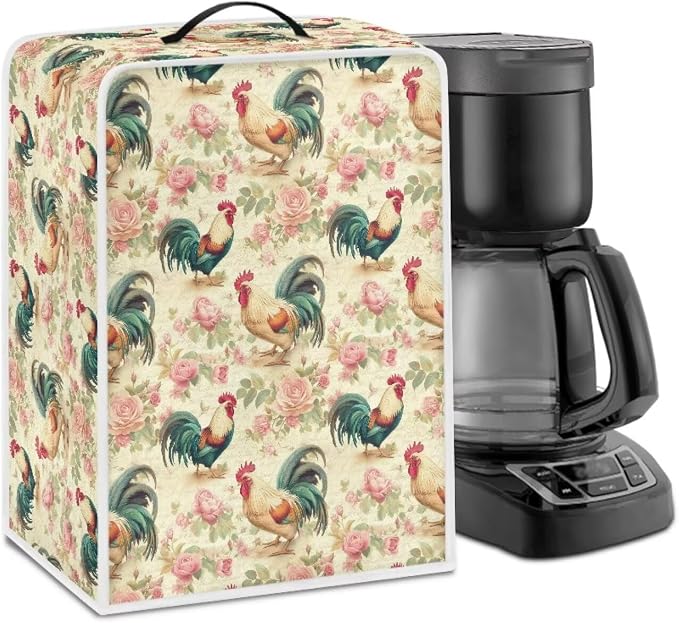 Rooster Rose Coffee Maker Covers Coffee Dust Cover by Unknown