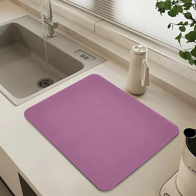 Dark Purple Dish Drying Mat for Kitchen Counter No-slip Rubber Bottom Coffee - Image 6