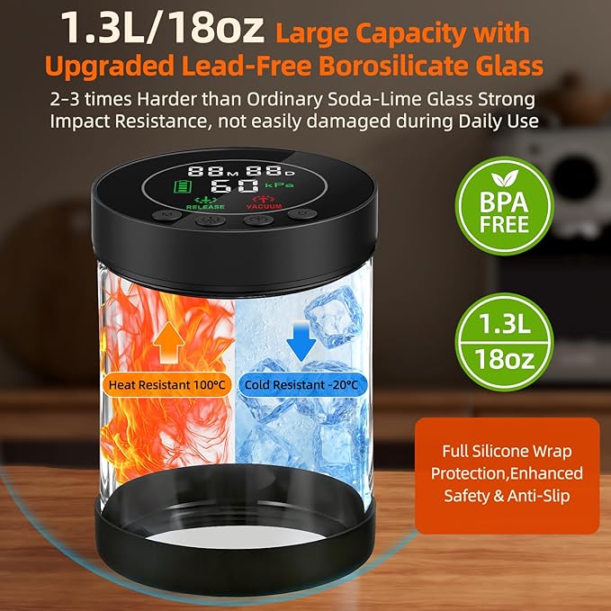 Automatic Vacuum Coffee Canister, 1.3L Coffee Container - Image 4
