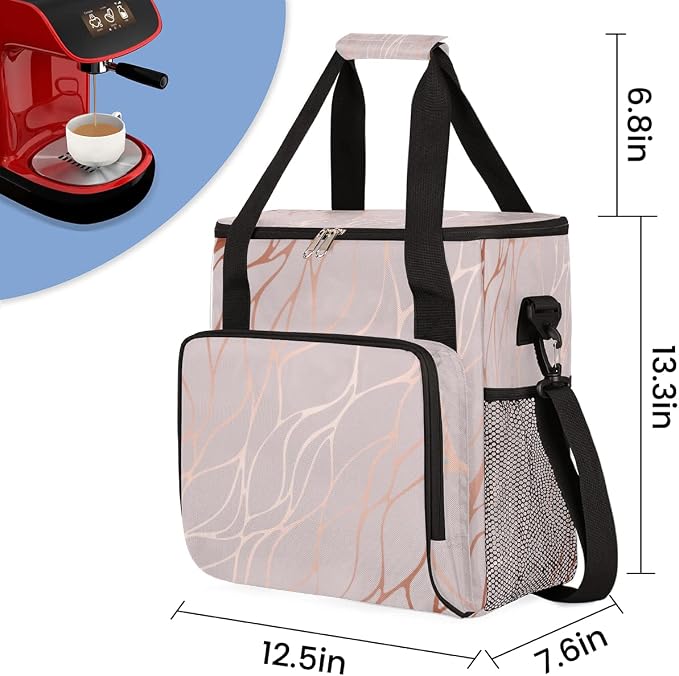Abstract Rose Gold Marble Coffee Maker Carring Bag Travel Storage Tote Bag - Image 2