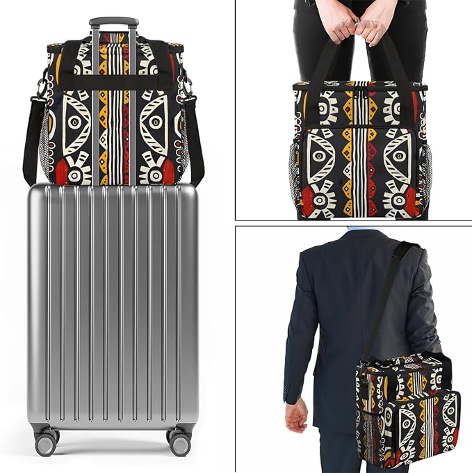 Bohemian Geometric Stripes Coffee Maker Carring Bag, Large Insulated Storage - Image 7
