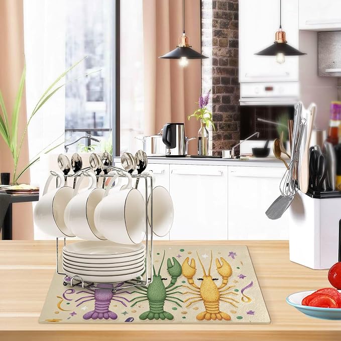 Happy Shrove Tuesday Crayfishes Coffee Mat Coffee Bar Maker Backed Absorbent - Image 6
