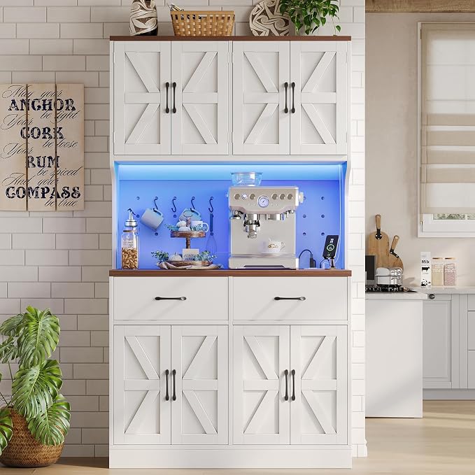 VK·LIVING 71" Kitchen Pantry Cabinet, Farmhouse Storage Cabinet - Image 2