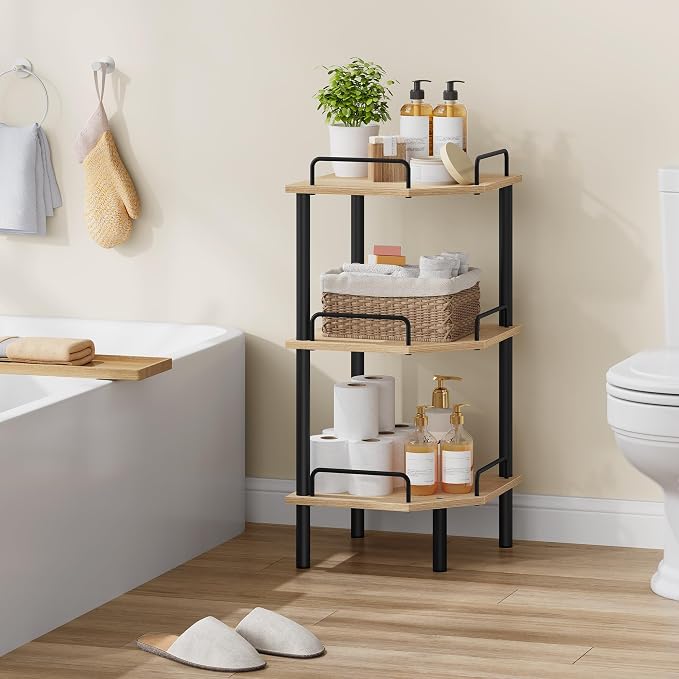 Tajsoon Corner Shelf Stand, 3 Tier Industrial Corner Shelves, Corner Shelving - Image 8