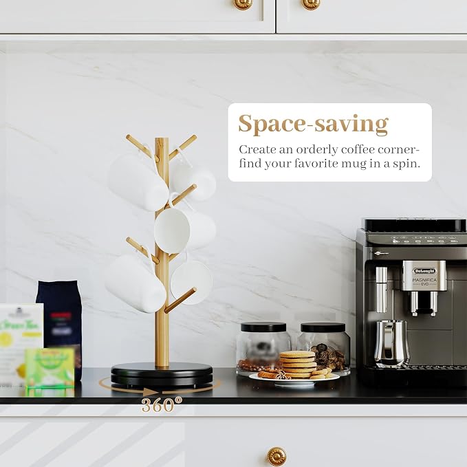 Mug Holder Tree, 360° Rotating Coffee Cup Rack - Image 6