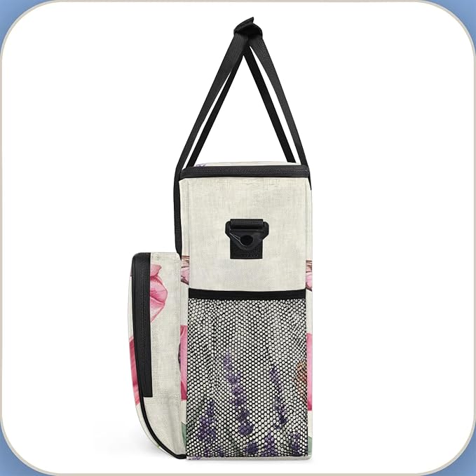 Tulip Cute Floral Butterflie Coffee Maker Carring Bag, Large Insulated Storage - Image 4