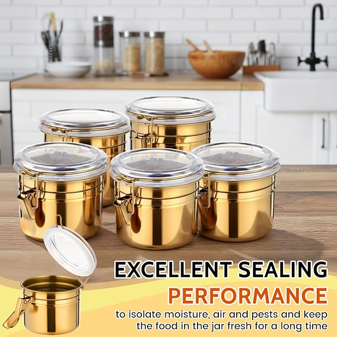 6 Pcs Stainless Steel Food Storage Containers Set Airtight Kitchen Canisters - Image 6
