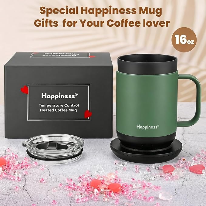 Happiness Smart Heated Coffee Mug, Rechargeable Electric Self Heating - Image 3