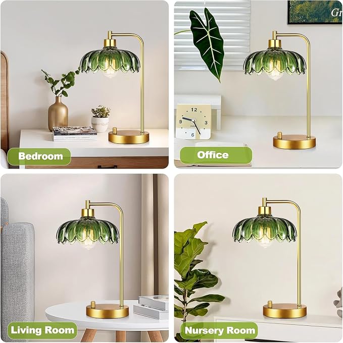 ILLMTW Glass Table Lamp Set of 2, Small Gold Bedside Lamps Dimmable Boho - Image 6