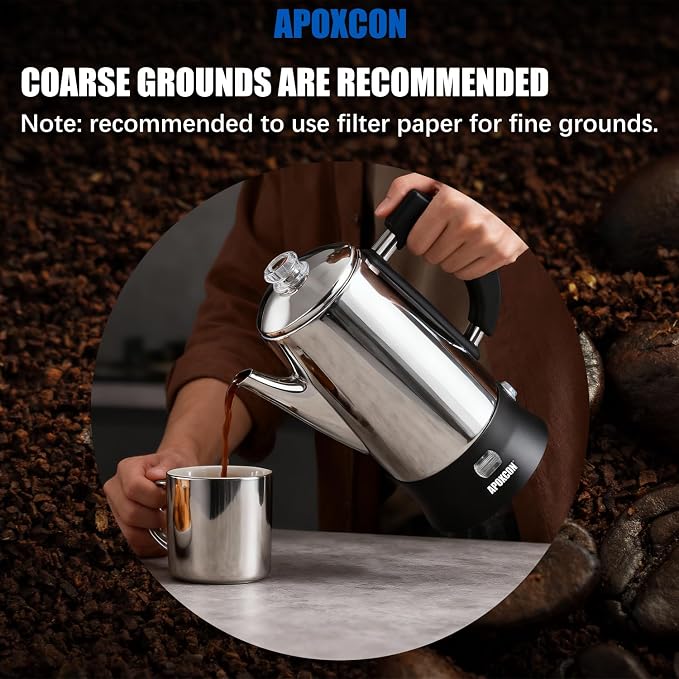 APOXCON Electric Coffee Percolator Stainless Steel Coffee Maker - Image 8