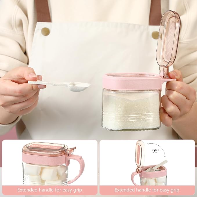 Suclain 3 Pcs Sugar Coffee Container Set 16 oz Glass Condiment Jar Spice - Image 5