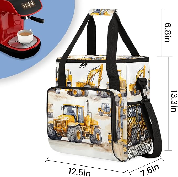 Construction Truck Excavator Coffee Maker Carring Bag, Large Insulated Storage - Image 2