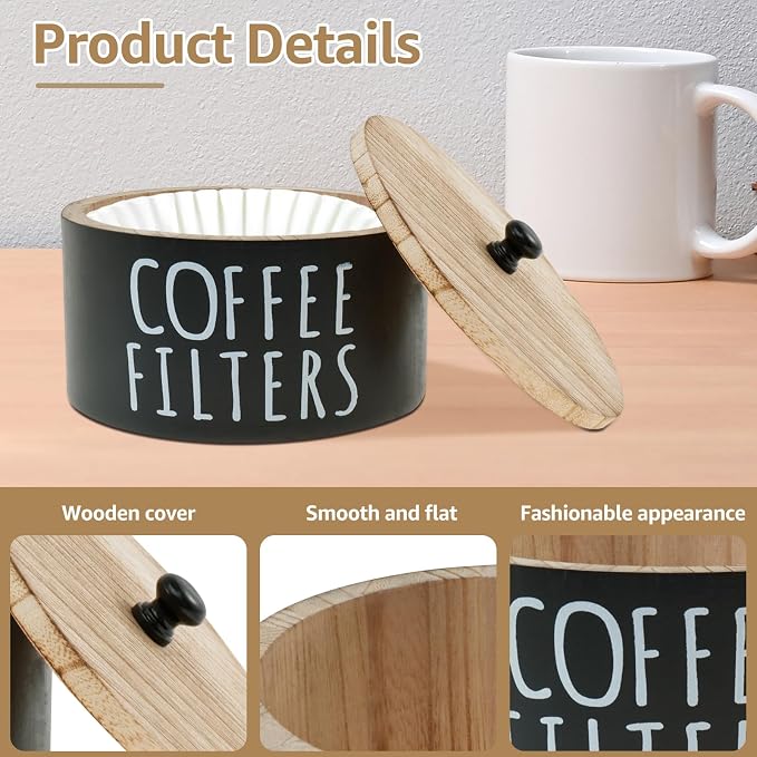 Coffee Filter Holder Wooden Coffee Filter Storage Container - Image 3
